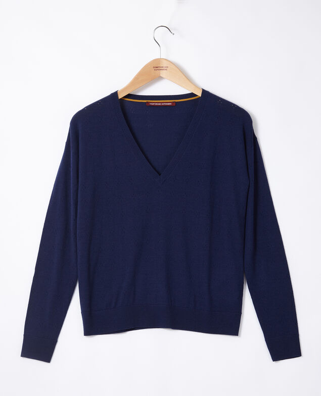 Merino wool jumper Medieval blue