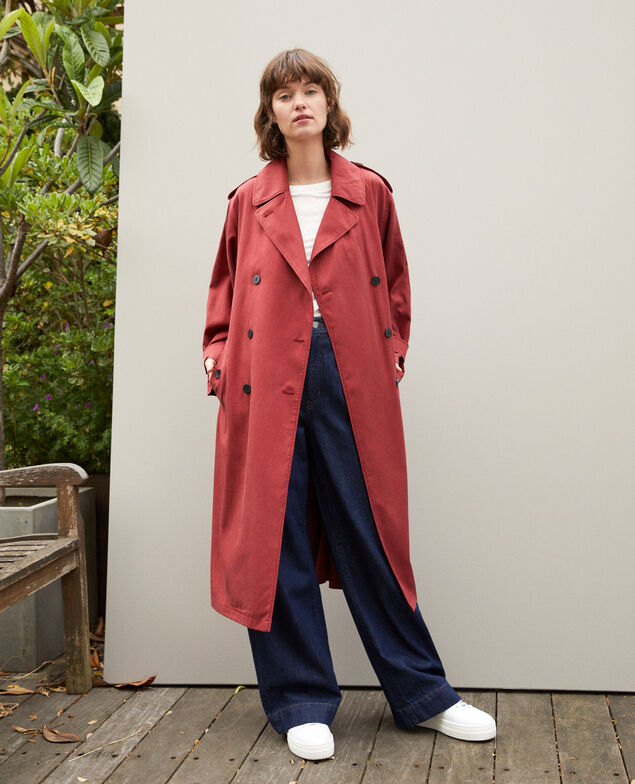 Mid-length trench coat Red