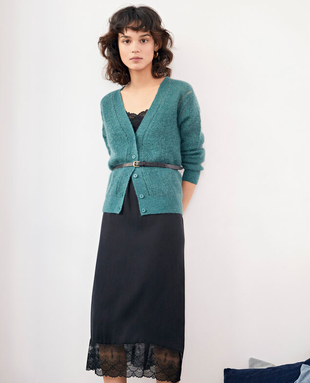 Nightie-style dress with lace Noir