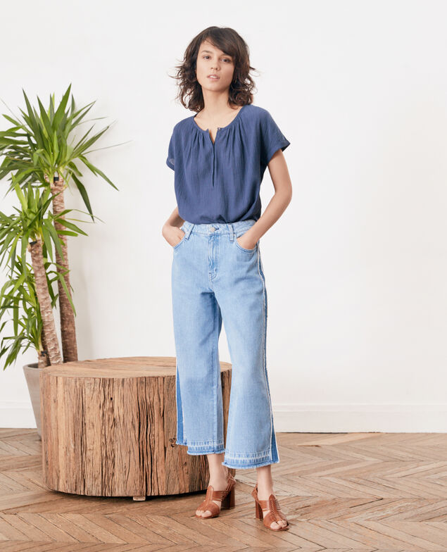 Bimaterial T-shirt Indigo