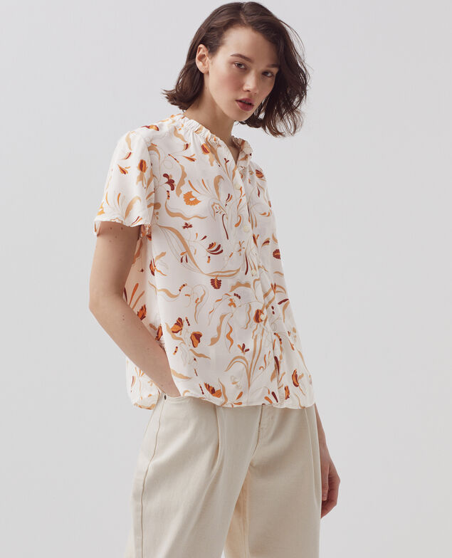 Short-sleeve fluid blouse H302 delicate fl natural