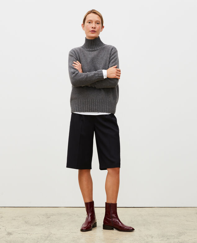 Chunky ribbed turtleneck jumper Medium grey melange
