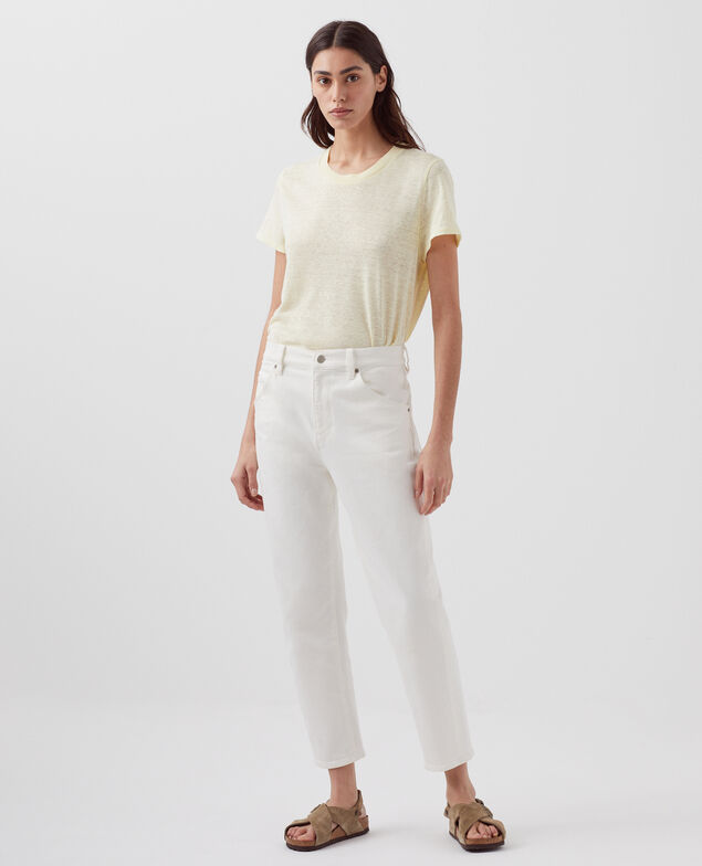 AMANDINE -  Linen round neck t-shirt H410 tender yellow