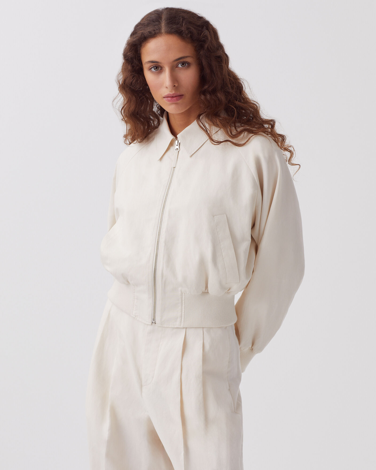 Zip-up jacket beige - Comptoir des Cotonniers