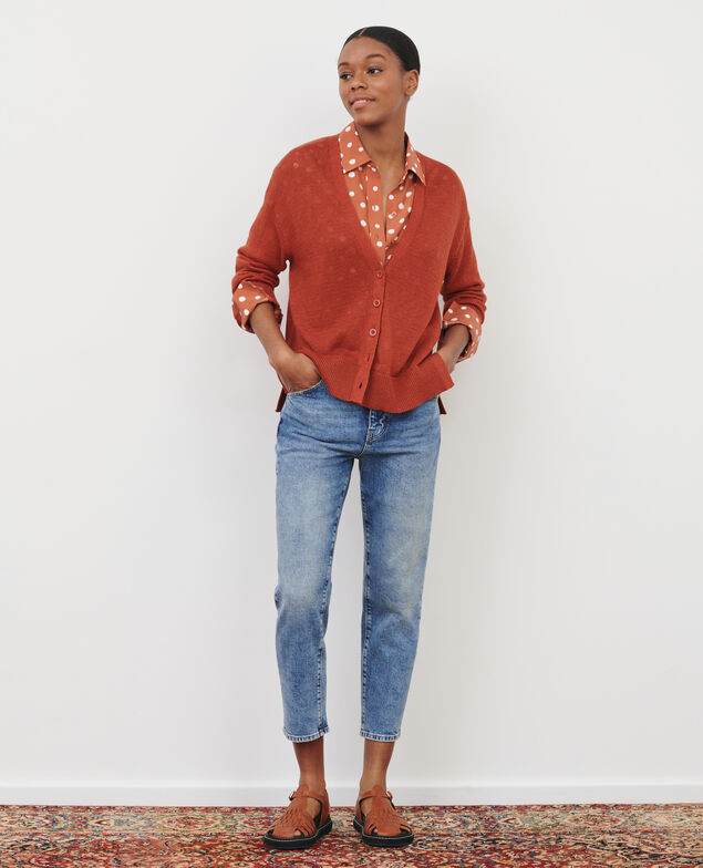 Linen cardigan 29 dark orange