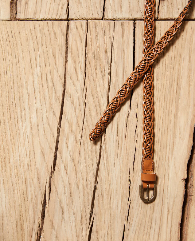 Braided leather belt Glazed ginger