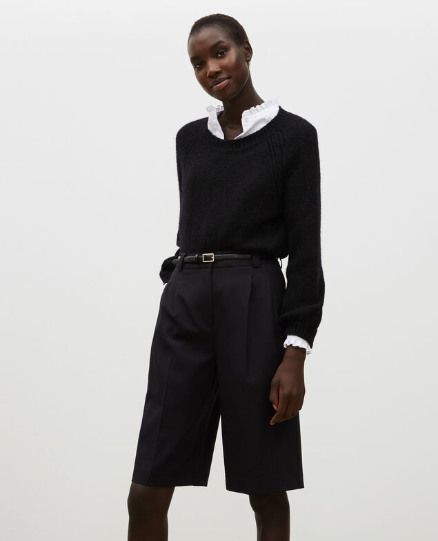 Loose boatneck wool jumper Black beauty