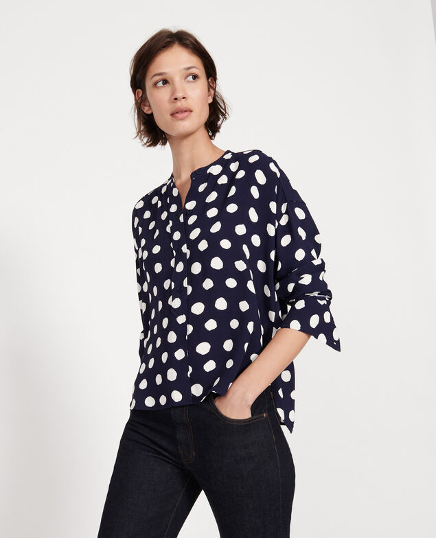 Straight-cut blouse Dots maritime blue