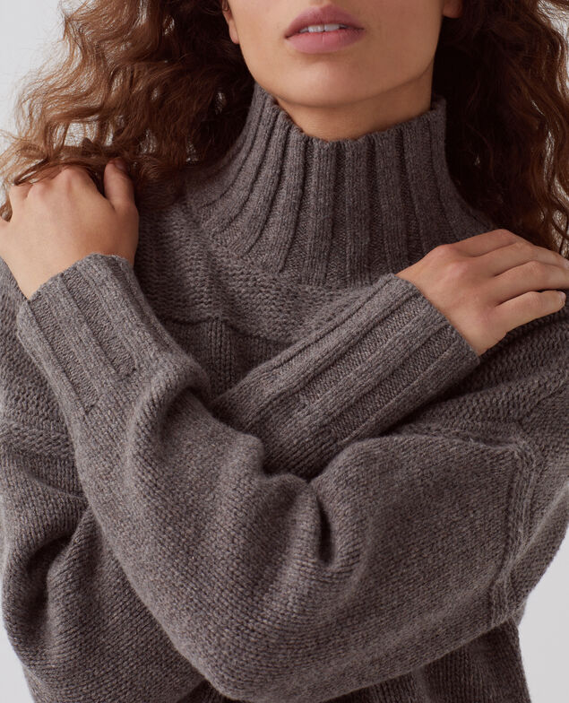 Wool polo neck jumper I040 steeple gray