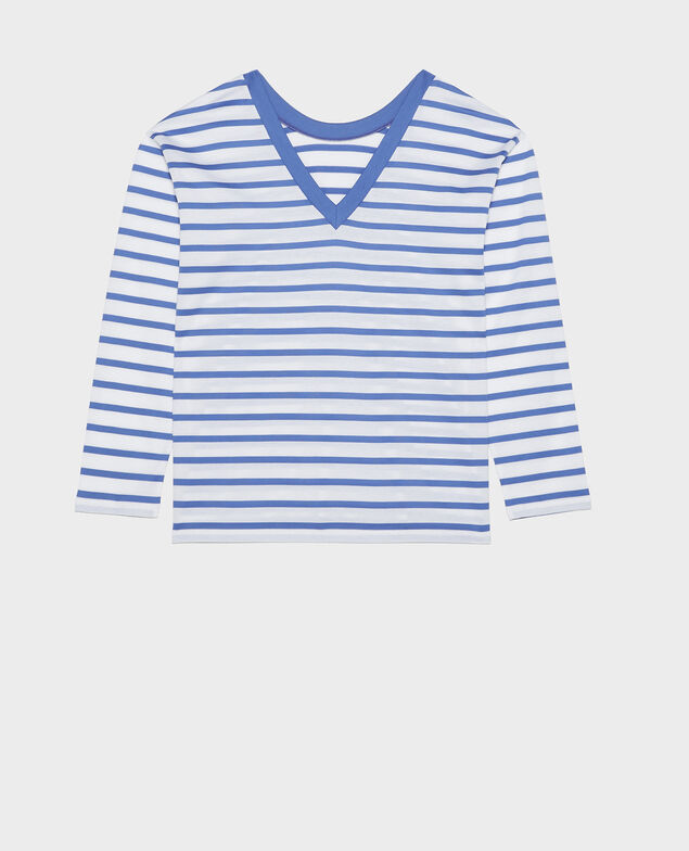 Egyptian cotton t-shirt Stripes optical white amparo blue
