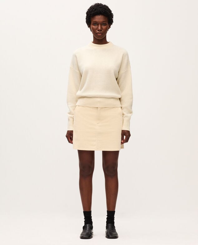 Round neck wool jumper U010 off white