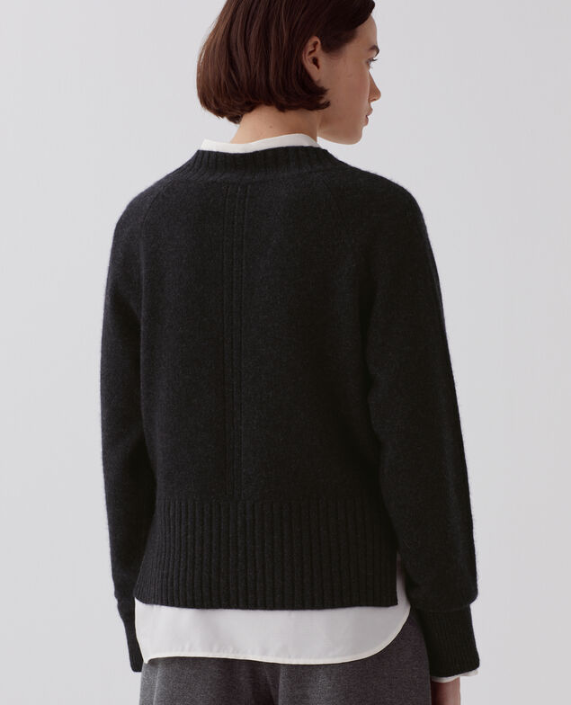 Cashmere V-neck jumper I080 moonless gray