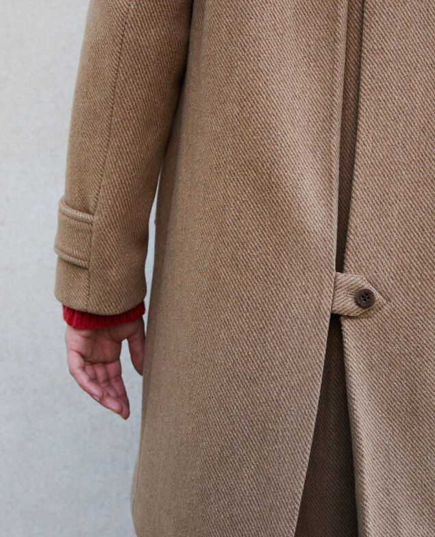 Coat with stand-up collar Beige