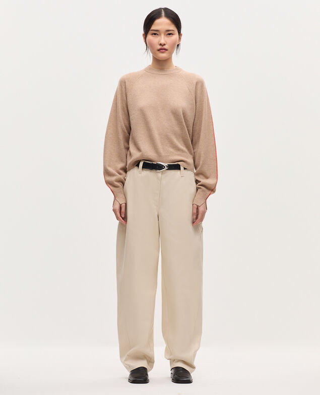 Round neck cashmere jumper K321 tan st pumpkin