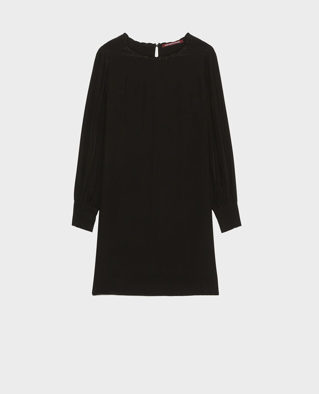 Loose mini silk dress. Black beauty