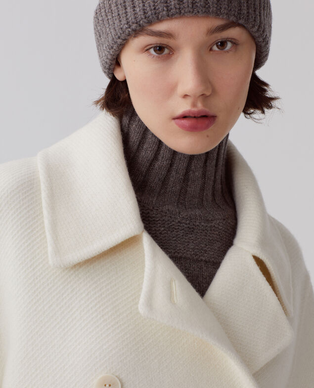 Mid-length coat I010 glass green beige