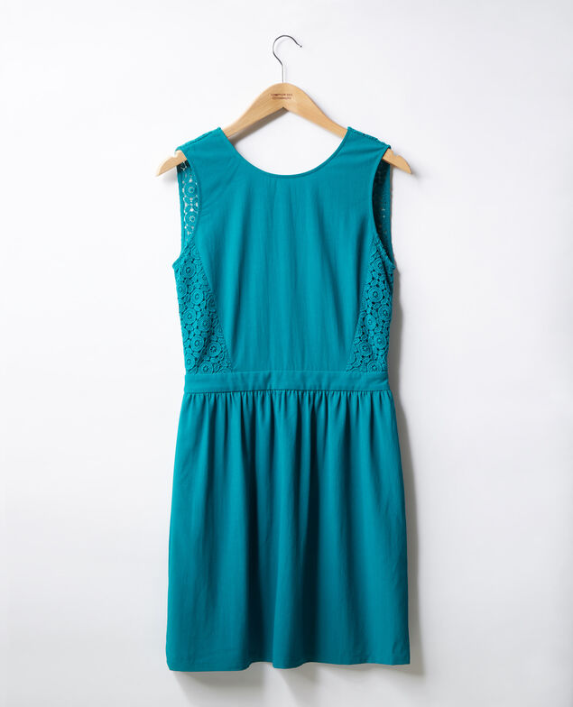 V-back lace dress   Pacific green