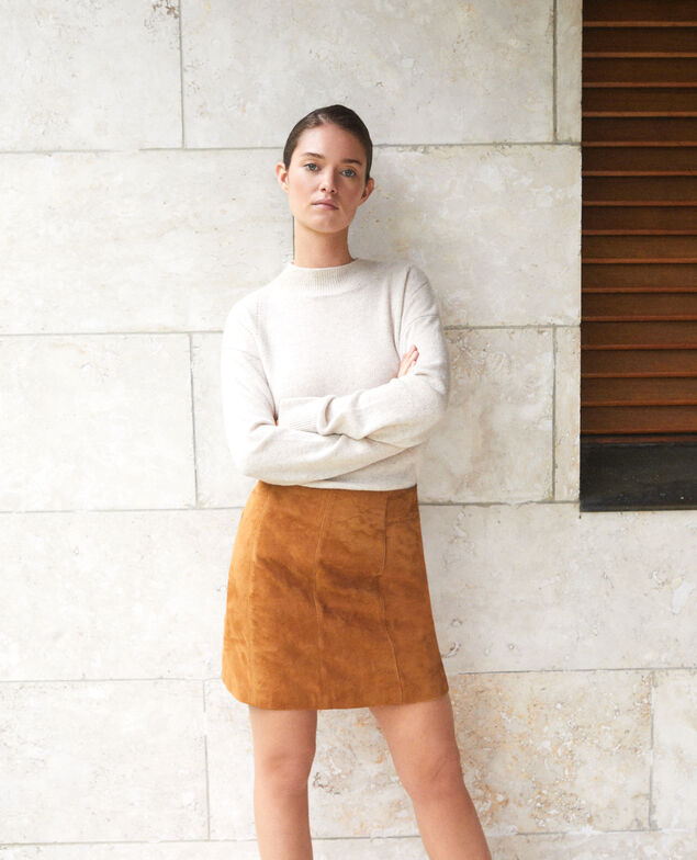Suede pencil skirt Yellow