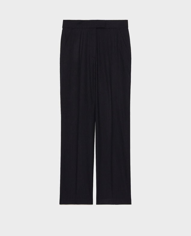 MARCELLE - Straight wool suit trousers Night sky