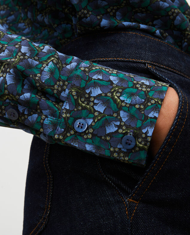 SIBYLLE - Long-sleeve silk shirt Print artdeco darkgreen