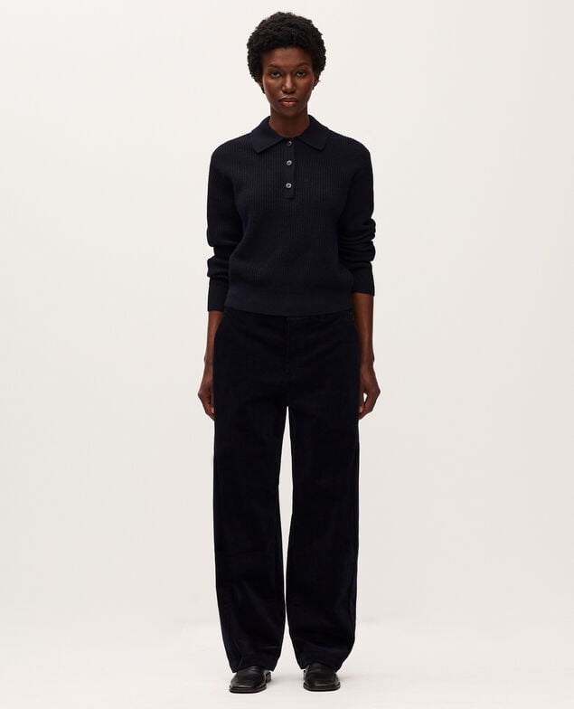 Barrel leg corduroy trousers U690 navy