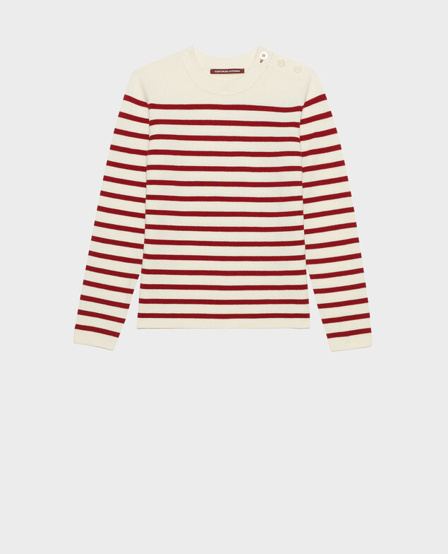 MADDY - Striped merino wool jumper Str jetstream ry red