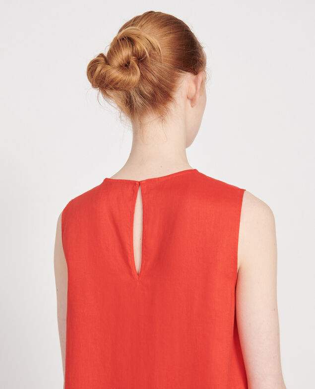 100% linen dress Fiery red