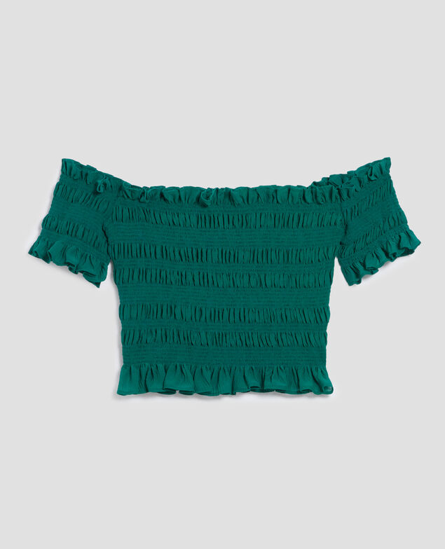 Cropped smock top H644 spruced-up blue