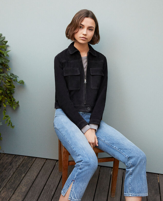 Short suede jacket Noir