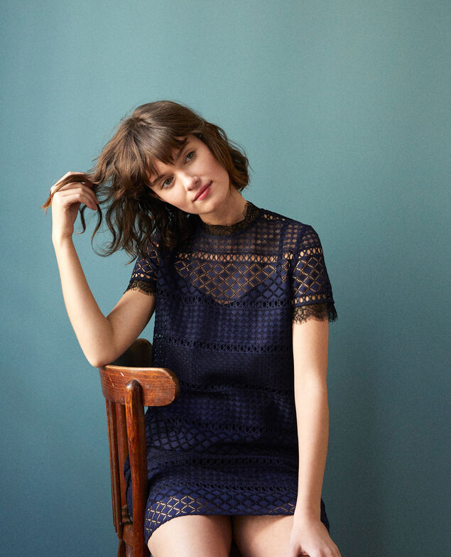 Openwork lace blouse Peacoat
