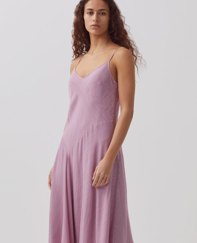 Spaghetti strapped dress 0721 lilac stripe