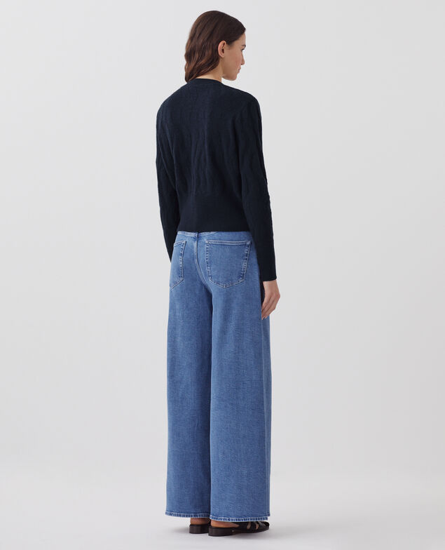 Round neck merino wool jumper J690 blueberry