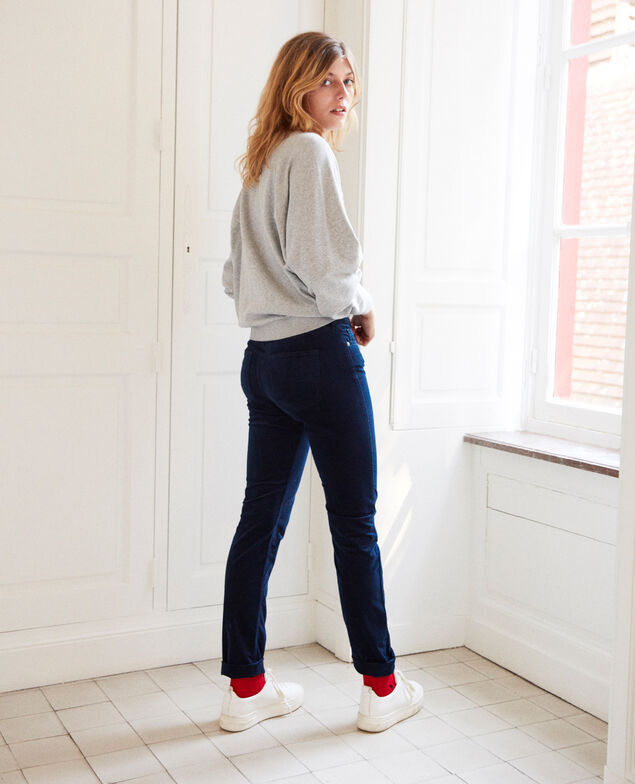 Smooth velvet trousers Medieval blue
