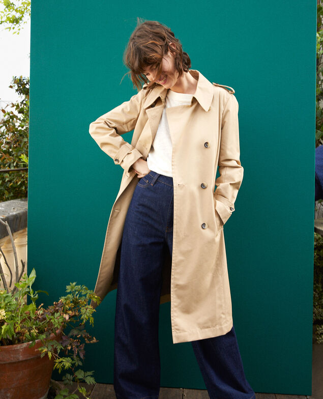 Mid-length trench coat Travertine