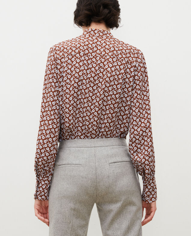 Long-sleeve floral print blouse Print fleurettes tortoise shell