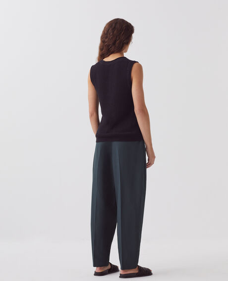 Long linen tank top H091 black beauty