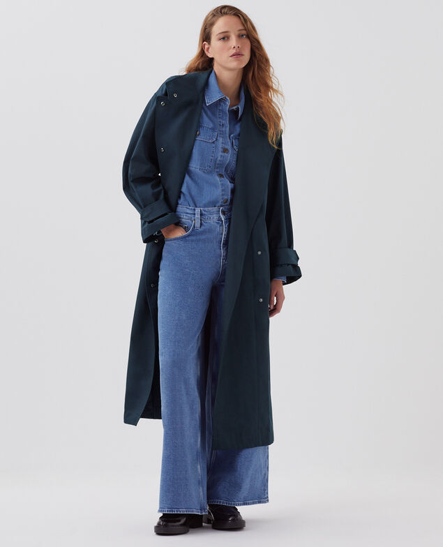Oversize trench coat J690 blueberry