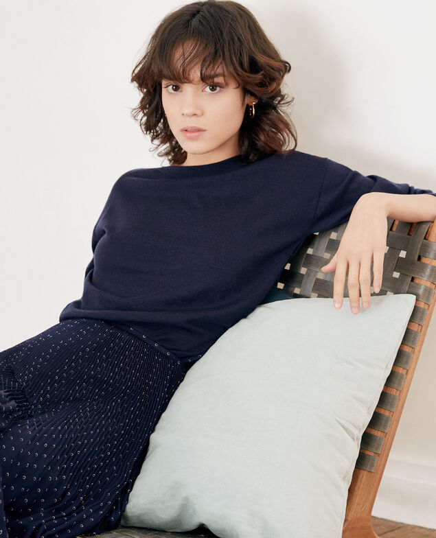 Bimaterial cardigan Ring dots marine