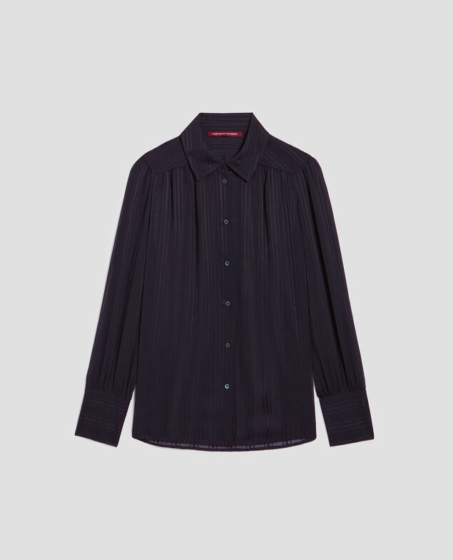 Long-sleeve silky shirt H695 night sky