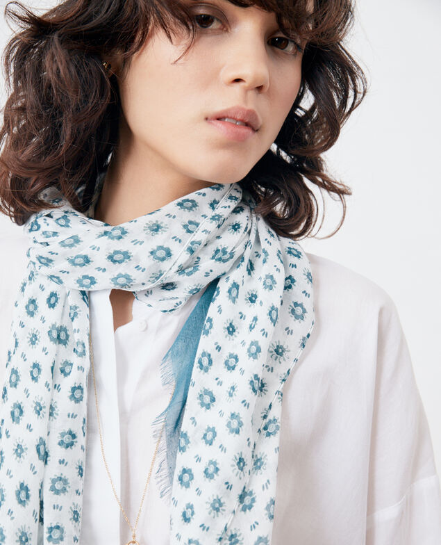 Printed scarf in modal and linen Dandelion kaolin