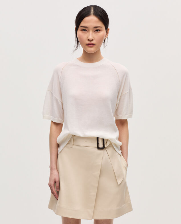 Merino wool and silk jumper H013 gardenia