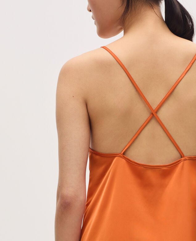 Silky maxi slip dress K240 apricot orange