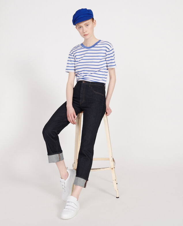 Egyptian cotton t-shirt Stripes optical white amparo blue