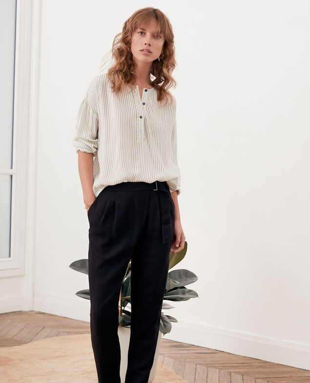 Striped blouse Off white/black stripes
