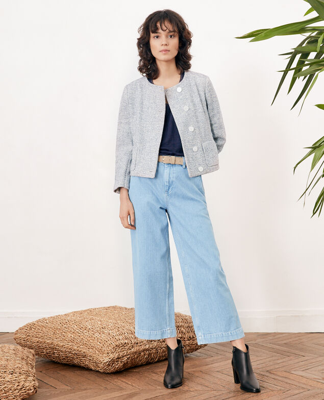Short tweed jacket Indigo/off white