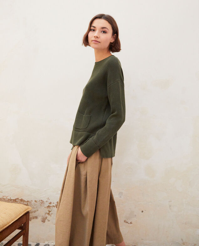 Round neck jumper Olive green