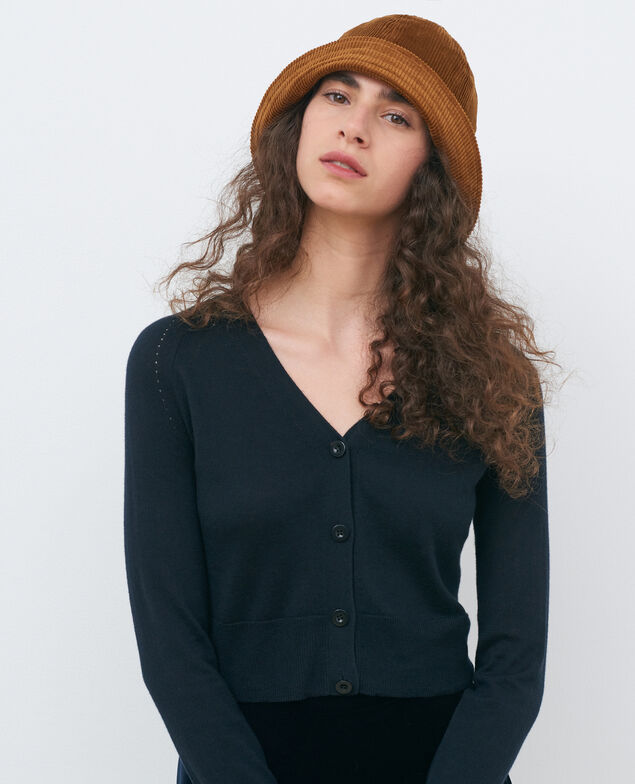 Short silk and cotton cardigan Black beauty