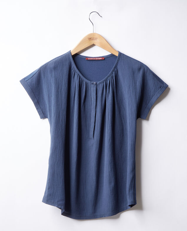 Bimaterial T-shirt Indigo