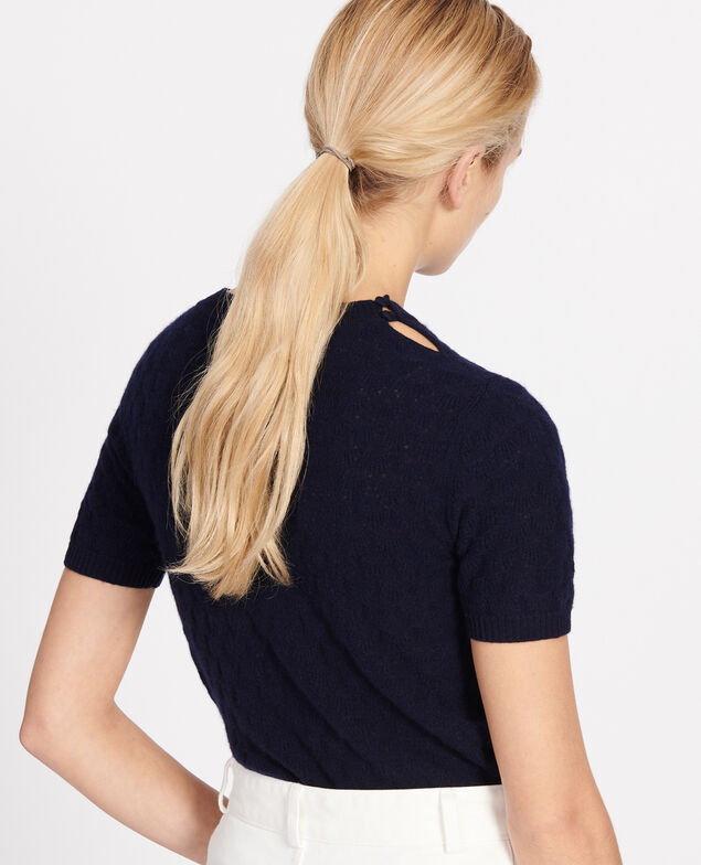 Round neck jumper, 100% Cashmere Maritime blue