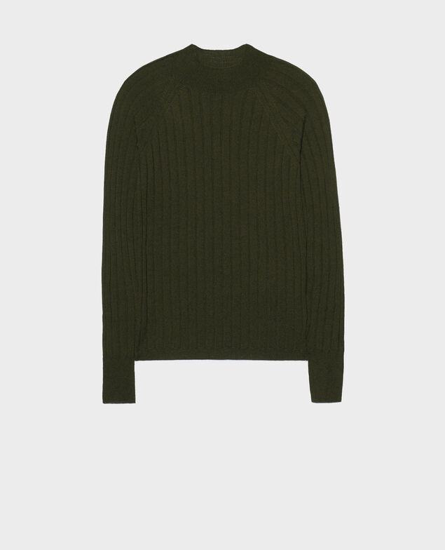  Ribbed merino wool turtleneck jumper Military green